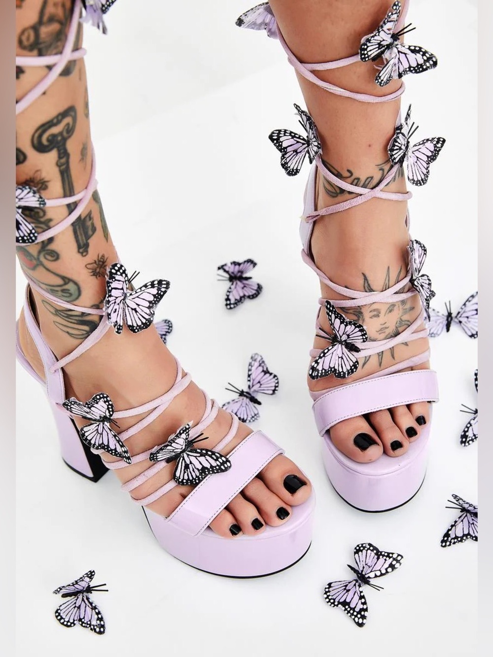 ❦ Dolls Kill x Sugar Thrillz ❦ Purple Pixie Queen Lace Up Platform Heels ❦